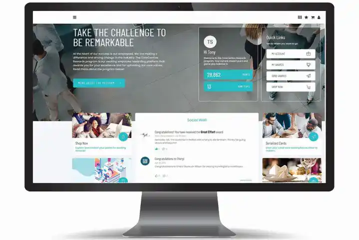 CoreCentive Home Page image of employee recognition software system